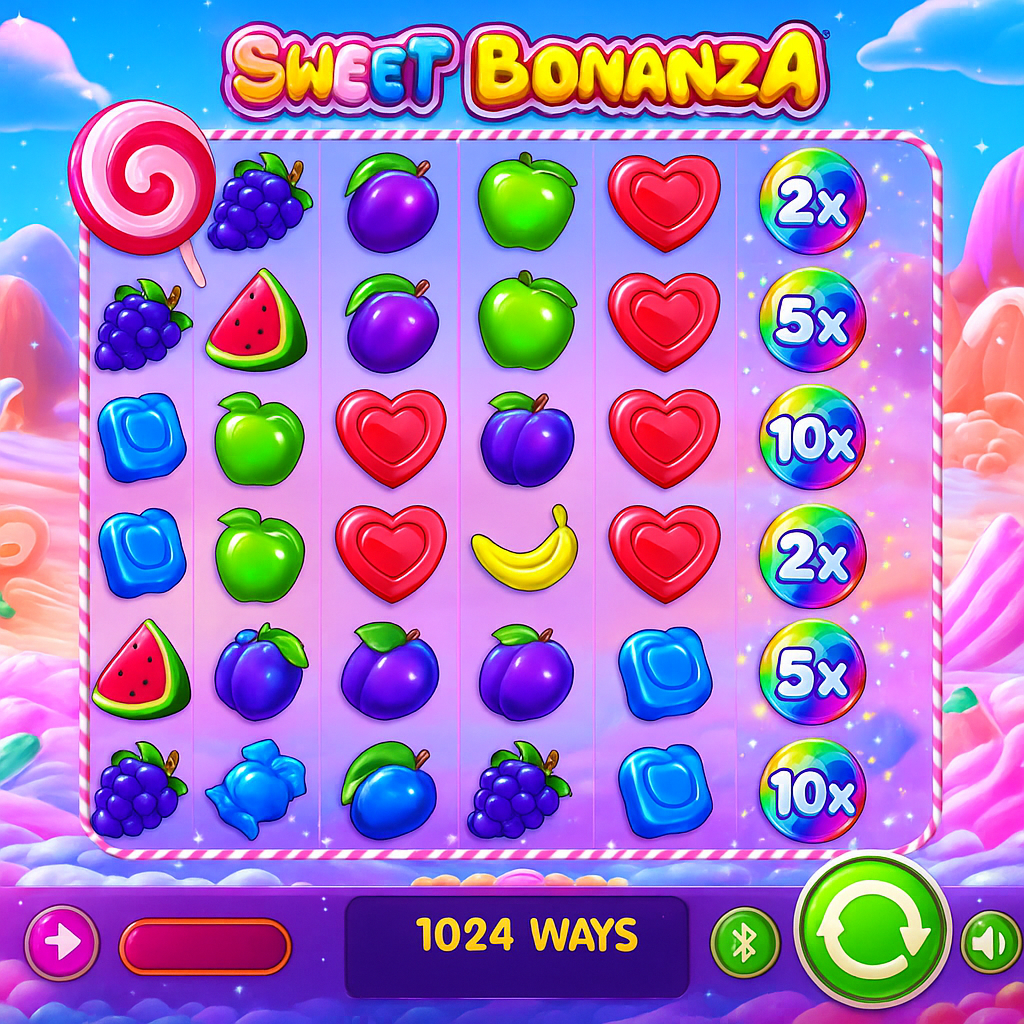 Spinit - Jeu Sweet Bonanza Slot - Cascades et multiplicateurs